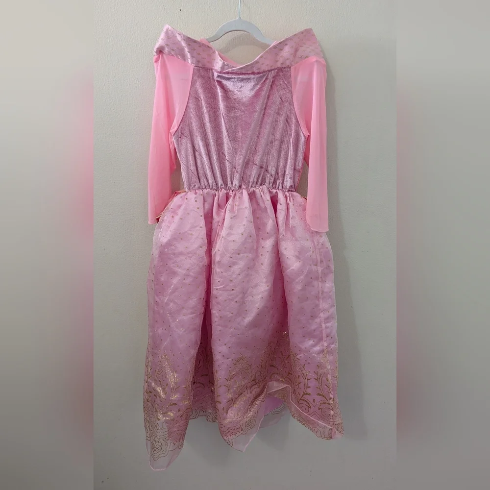 Pink + Gold Princess Dress Costume Tulle Velvet Pretend Girls Size EU 140 US 10
